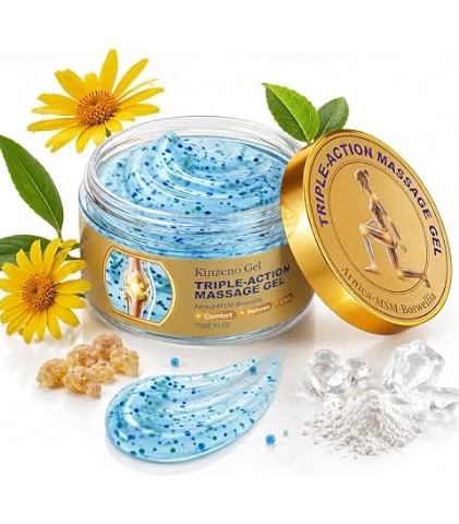 Kinzeno blue gel jar with gold lid, yellow flowers and botanical resin